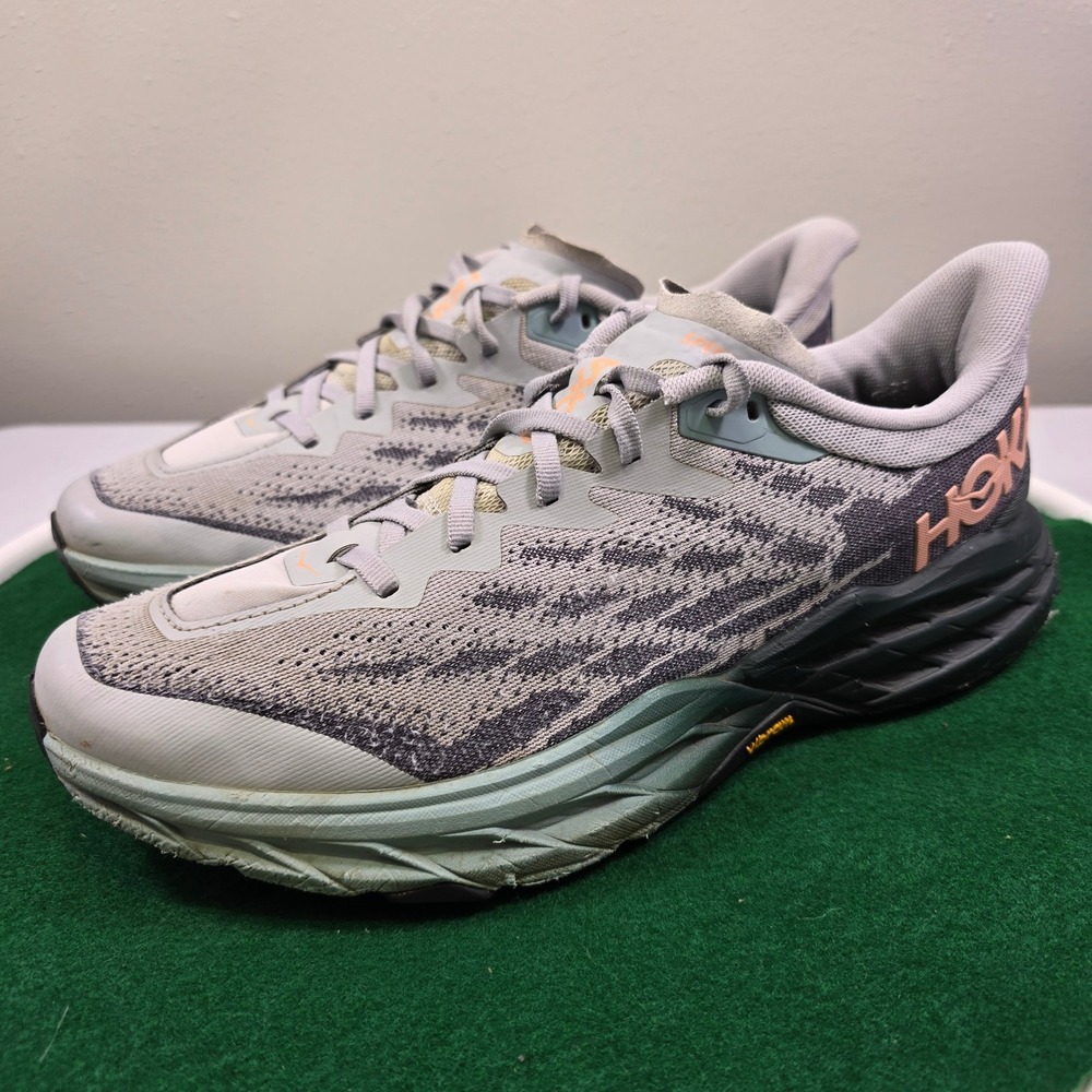 Hoka Speedgoat 5 Trail Running Shoes Womens 11B Grey Blue Coral 1123158 Athletic